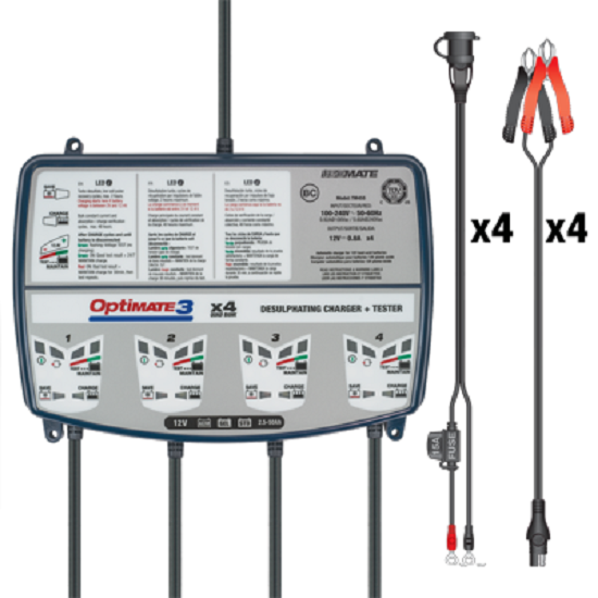 Optimate Batterieladegerät 3 Quad Bank 4x 7-stufig, 12V, 0.8A STD/AGM/Gel