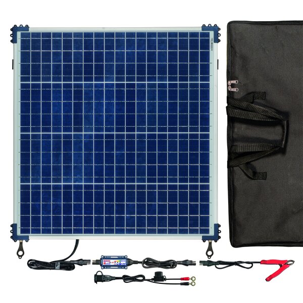 Optimate Batterieladegerät Solar + 60W SolarTK SolarImpuls-Ladegerät 12V, 5A STD/AGM/Gel Travel Kit