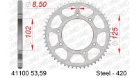 DC AFAM Stahl-Kettenrad 420 - 53Z (Silber) 41100-53| ID 102 LK 125 6-Loch