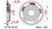 DC AFAM Stahl-Kettenrad 420 - 50Z (Silber) 47100-50| ID...