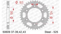 DC AFAM Stahl-Kettenrad 525 - 37Z (Silber) 50609-37| ID...