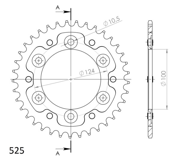 Supersprox Stealth-Kettenrad 525 - 36Z (gold) RST-745:36-GLD|ID 100,0 LK 124,0 6-Loch