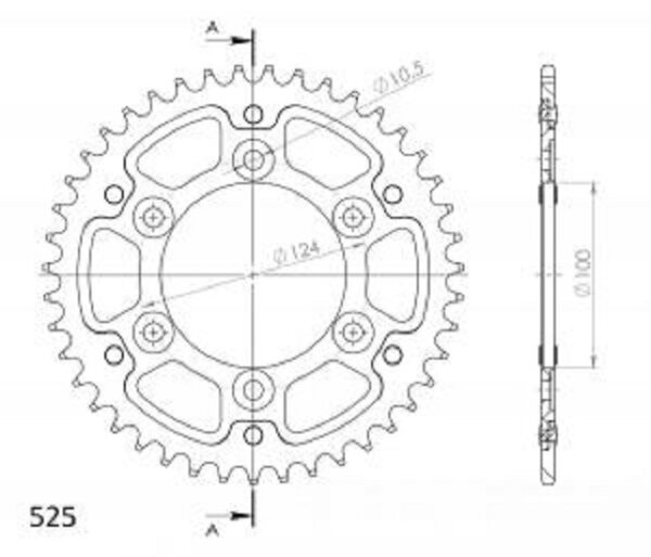 Supersprox Stealth-Kettenrad 525 - 43Z (silber) RST-745:43-SLV|ID 100,0 LK 124,0 6-Loch