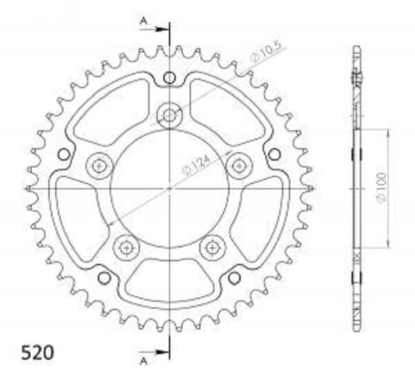 Supersprox Stealth-Kettenrad 520 - 43Z (gold) RST-743:43-GLD|ID 100,0 LK 124,0 5-Loch