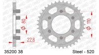 DC AFAM Stahl-Kettenrad 520 - 38Z (Silber) 35200-38| ID...