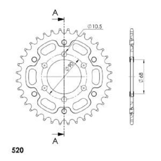 Supersprox Stealth-Kettenrad 520 - 36Z (gold) RST-1223:36-GLD|ID 68,0 LK 90,0 6-Loch