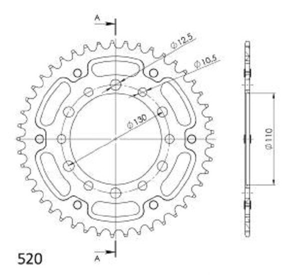 Supersprox Stealth-Kettenrad 520 - 45Z (gold) RST-1486:45-GLD|ID 110,0 LK 130,0 6-Loch