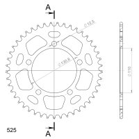 Supersprox Alu-Kettenrad 525 - 45Z (rot) RAL-7:45-RED|ID 110,0 LK 130,8 5-Loch