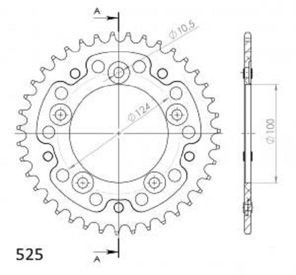 Supersprox Stealth-Kettenrad 525 - 36Z (rot) RST-744:36-RED|ID 100,0 LK 124,0 5-Loch