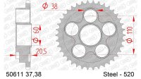 DC AFAM Stahl-Kettenrad 520 - 38Z (Silber) 50611-38| ID...