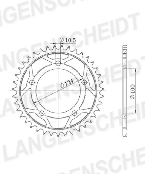 Esjot Alu-Kettenrad 520 - 40Z (gold) 51-32152-40|ID 100,0 LK 124,0 5-Loch