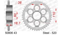 DC AFAM Stahl-Kettenrad 520 - 43Z (Silber) 50806-43| ID...