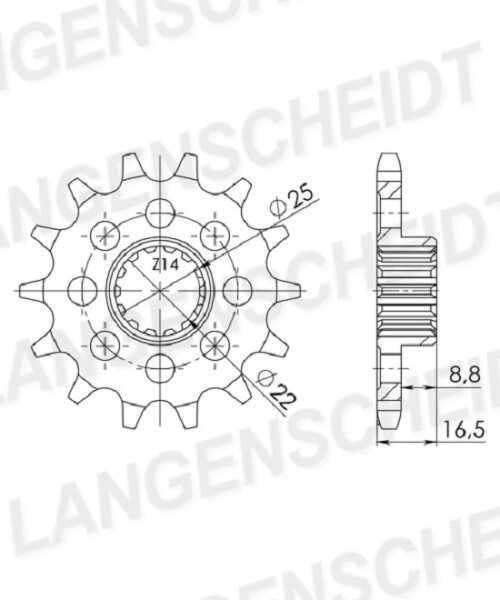 Supersprox Ritzel 525 - 14Z CST-4054:14|feinverzahnt 22,0/25,0