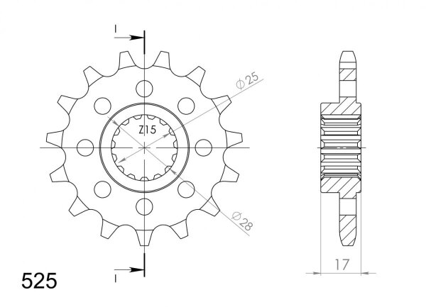 Supersprox Ritzel 525 - 14Z CST-5054:14|feinverzahnt 25,0/28,0