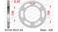 DC AFAM Stahl-Kettenrad 428 - 61Z (Silber) 53104-61| ID...