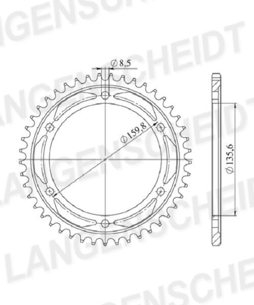 Supersprox Alu-Kettenrad 428 - 47Z (silber) ID 135,0 LK 160,0 6-Loch