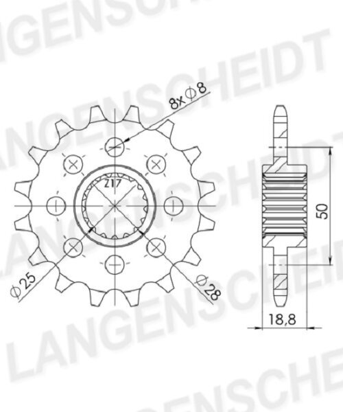 Supersprox Ritzel 520 - 17Z CST-705:17|feinverzahnt 25,0/28,0