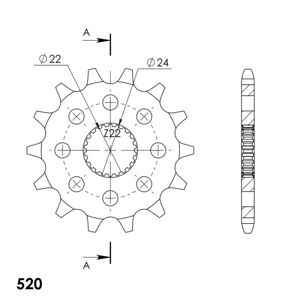 Supersprox Ritzel 520 - 14Z CST-394:14|feinverzahnt 22,0/24,0