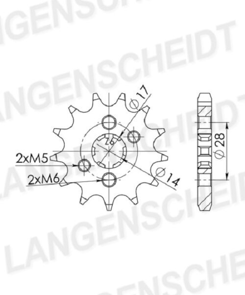 Supersprox Ritzel 428 - 14Z CST-277:14|grobverzahnt 14,0/17,0