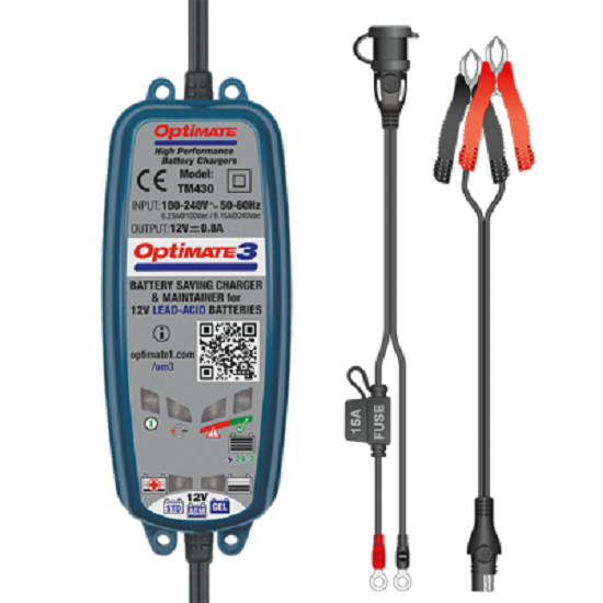 Optimate Batterieladegerät 3 7-stufig, 12V, 0.8A STD/AGM/Gel