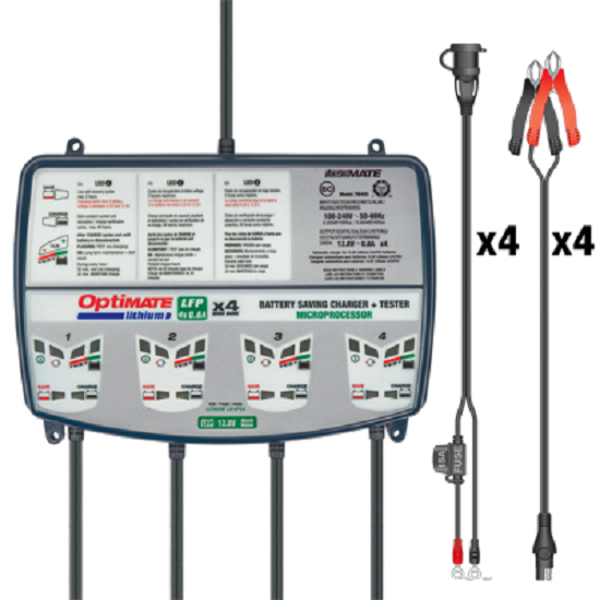 Optimate Batterieladegerät Lithium Quad Bank 4x 8-stufig, 12.8V/13.2V, 0.8A