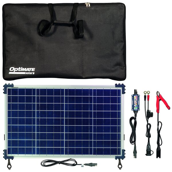 Optimate Batterieladegerät Solar Duo + 40W SolarTK SolarImpuls-Ladegerät 12V, 3.33A STD/AGM/Gel Travel Kit