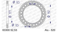 DC AFAM Alu-Kettenrad 520 - 53Z (Silber) 63300-53 | ID...