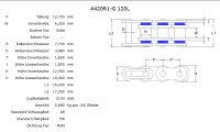 DC AFAM Rollenkette A420R1-G/074C Kette offen mit...