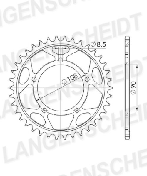 Supersprox Alu-Kettenrad 530 - 32Z (silber) ID 90,0 LK 108,0 5-Loch