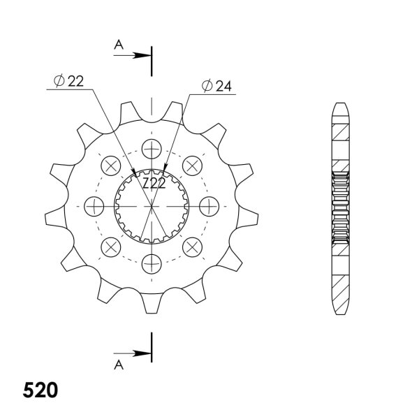 Supersprox Ritzel 520 - 13Z CST-394:13|feinverzahnt 22,0/24,0