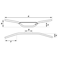 UP Design Aluminiumlenker ATV 28,6 mm schwarz HR6061/ Ø28,6mm / L795mm H95mm