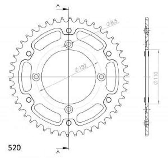 Supersprox Stealth-Kettenrad 520 - 46Z (orange) RST-720:46-ORG|ID 110,0 LK 132,0 4-Loch