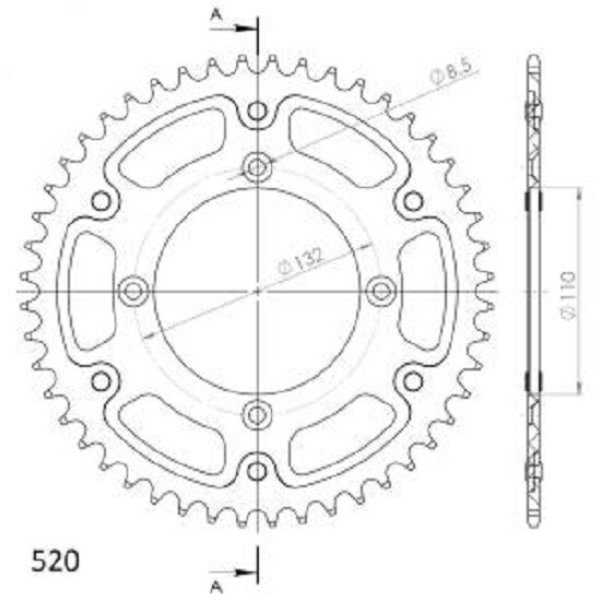 Supersprox Stealth-Kettenrad 520 - 48Z (orange) RST-720:48-ORG|ID 110,0 LK 132,0 4-Loch