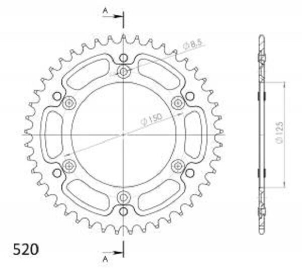 Supersprox Stealth-Kettenrad 520 - 46Z (orange) RST-990:46-ORG|ID 125,0 LK 150,0 6-Loch