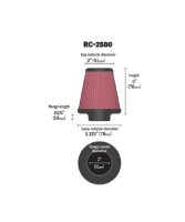 K&N Universalfilter RC-2580 2"FLG, 3-1/8"B,...