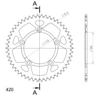 Supersprox Alu-Kettenrad 420 - 50Z (orange) RAL-4:50-ORG|ID 98,0 LK 115,0 5-Loch