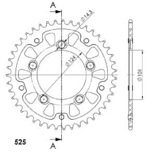 Supersprox Stealth-Kettenrad 525 - 43Z (orange) RST-991:43-ORG|ID 101,0 LK 124,0 5-Loch