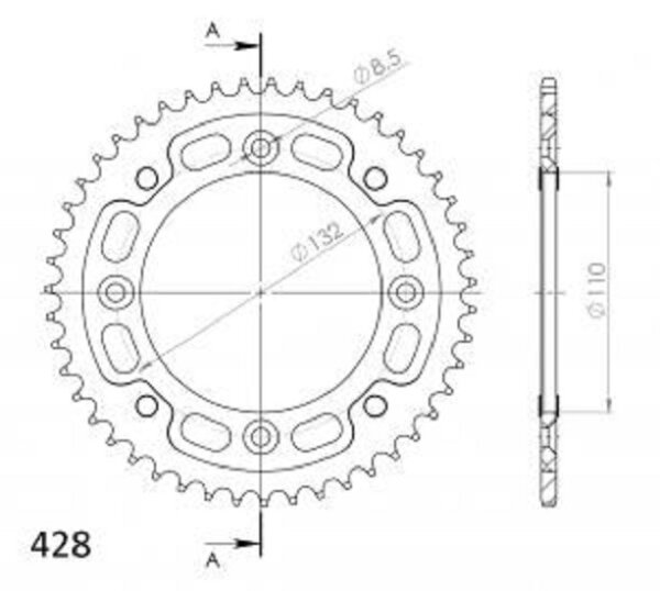 Supersprox Stealth-Kettenrad 428 - 47Z (blau) RST-898:47-BLU|ID 110,0 LK 132,0 4-Loch