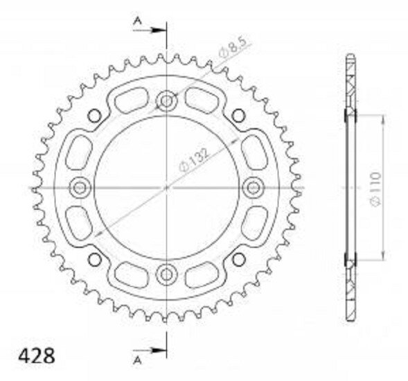 Supersprox Stealth-Kettenrad 428 - 48Z (gold) RST-898:48-GLD|ID 110,0 LK 132,0 4-Loch