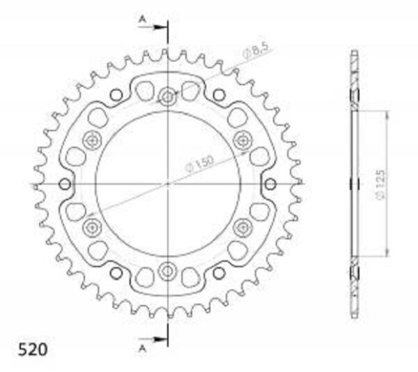 Supersprox Stealth-Kettenrad 520 - 44Z (orange) RST-990:44-ORG|ID 125,0 LK 150,0 6-Loch