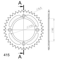 Supersprox Alu-Kettenrad 415 - 38Z (blau) RAL-452:38-BLU|ID 90,0 LK 110,0 4-Loch