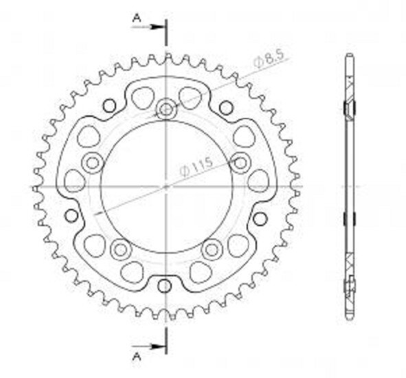 Supersprox Stealth-Kettenrad 420 - 47Z (blau) RST-4:47-BLU|ID 98,0 LK 115,0 5-Loch