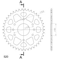 Supersprox Alu-Kettenrad 520 - 42Z (orange) RAL-905:42-ORG|ID 63,0 LK 110,0 8-Loch