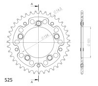 Supersprox Stealth-Kettenrad 525 - 40Z (orange) RST-991:40-ORG|ID 101,0 LK 124,0 5-Loch