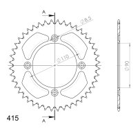 Supersprox Alu-Kettenrad 415 - 42Z (orange) RAL-452:42-ORG|ID 90,0 LK 110,0 4-Loch