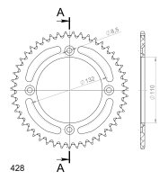 Supersprox Alu-Kettenrad 428 - 47Z (orange) RAL-898:47-ORG|ID 110,0 LK 132,0 4-Loch