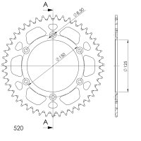 Supersprox Alu-Kettenrad 520 - 47Z (orange) RAL-990:47-ORG|ID 125,0 LK 150,0 6-Loch