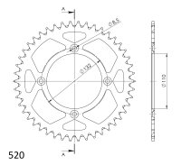 Supersprox Alu-Kettenrad 520 - 46Z (orange) RAL-720:46-ORG|ID 110,0 LK 132,0 4-Loch