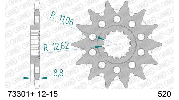 DC AFAM Ritzel 520 - 15Z 73301+15 | mit Schlammrille