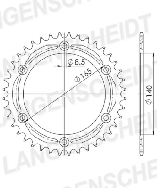 Supersprox Alu-Kettenrad 520 - 48Z (silber) ID 140,0 LK 165,0 6-Loch